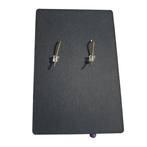 Vintage Handcrafted Brass Purple Beaded Dangle Earrings Boho Bali Core Design - Picture 7 of 7